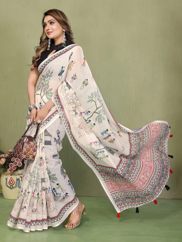 Cream_Printed_Saree_for_Women