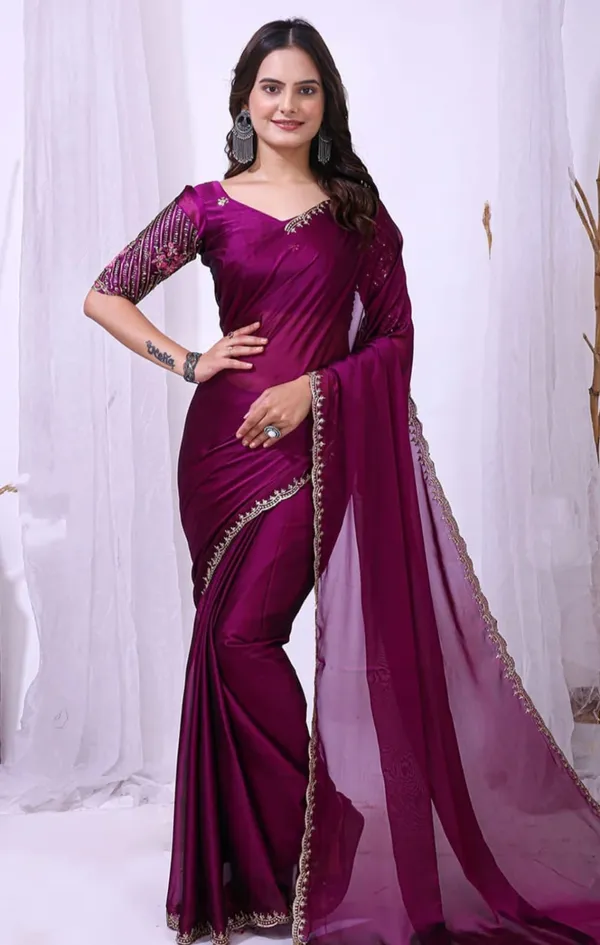 Wine_Embellished_Saree_For_Women