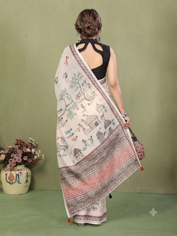Cream_Printed_Saree_for_Women