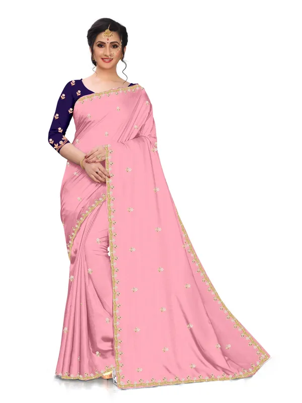 Pink_Embroidered_Saree_With_Blouse_for_Women