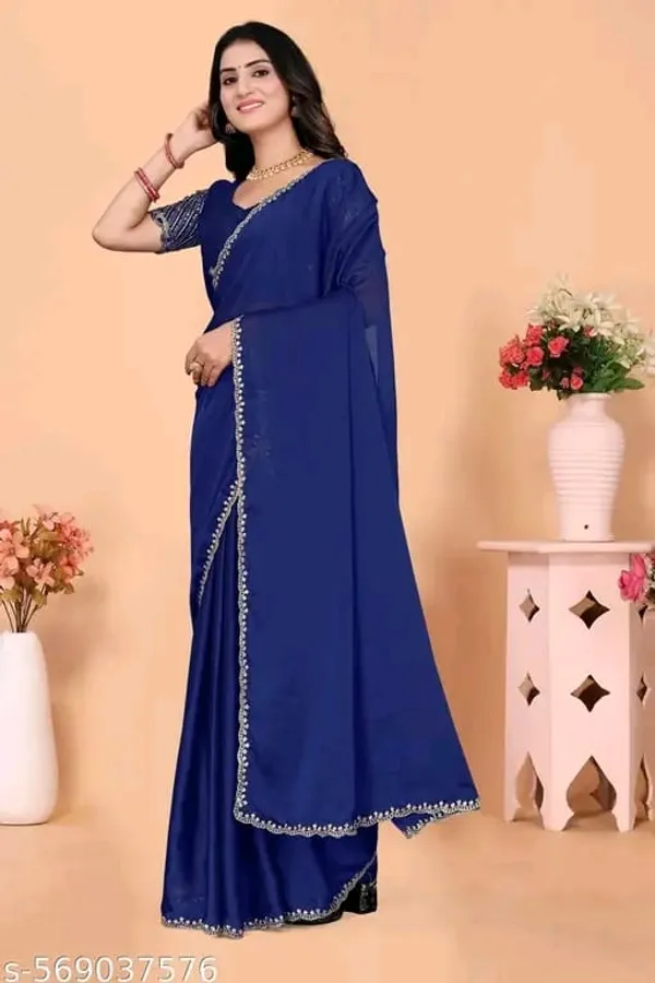 Blue_Embellished_Saree_With_Blouse_for_Women