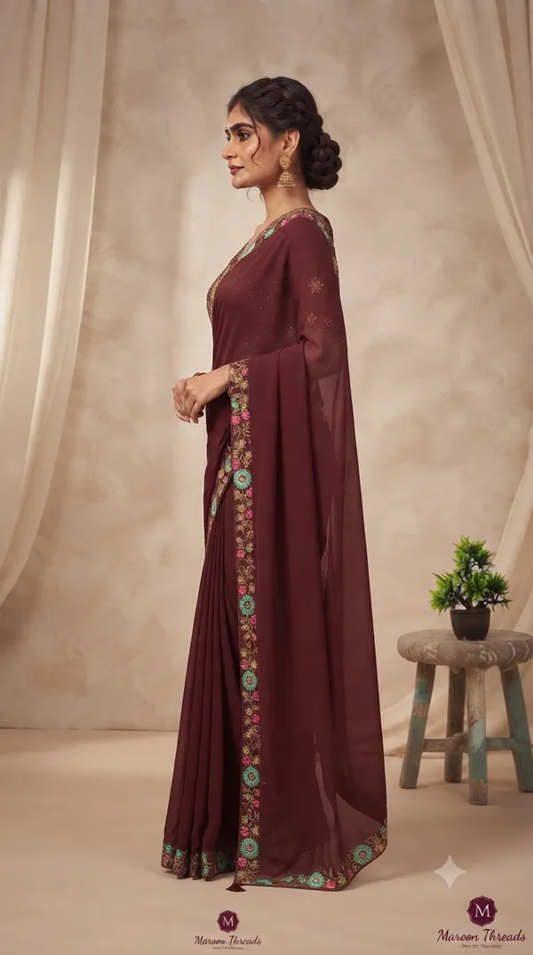 Maroon_Embroidered_Saree_for_Women