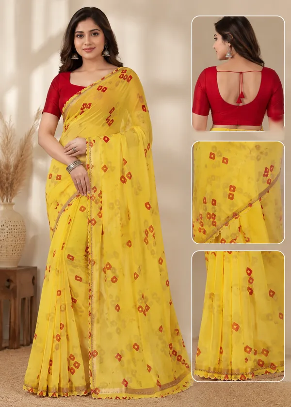 Yellow_Printed_Saree_For_Women