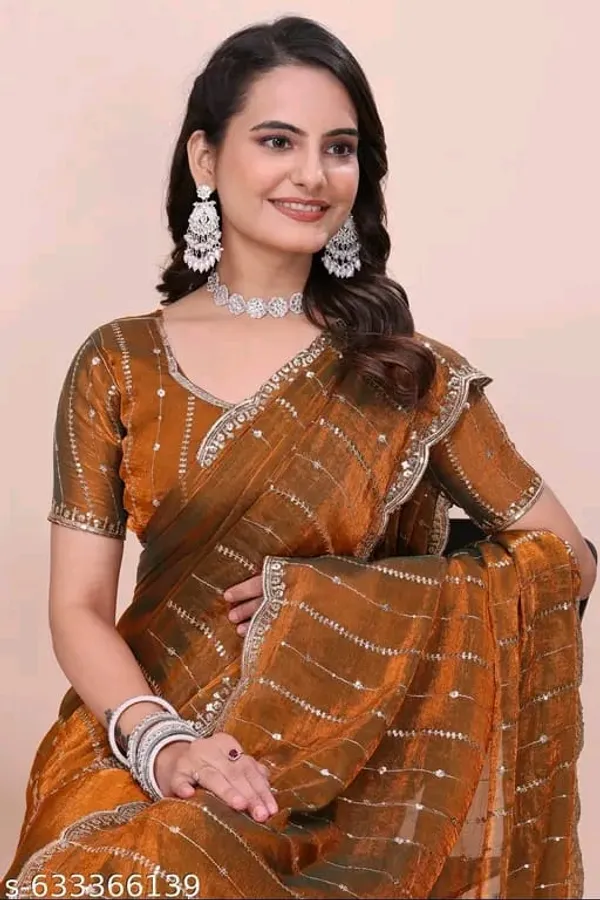 Rust_Brown_Embellished_Saree_for_Women