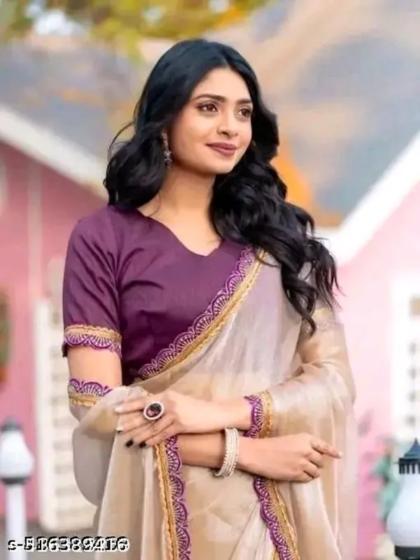Beige_Traditional_Saree_With_Purple_Border_for_Women