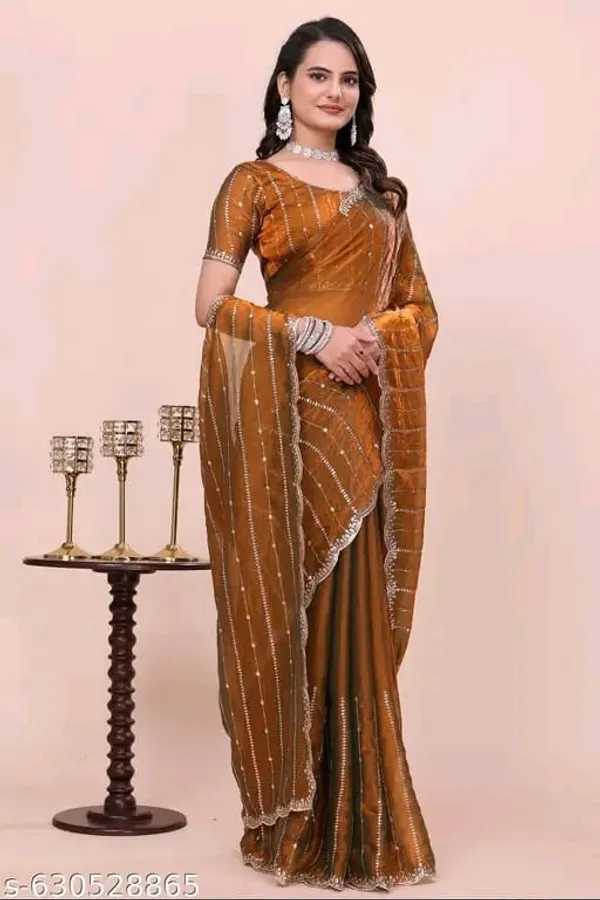 Rust_Brown_Embellished_Saree_for_Women