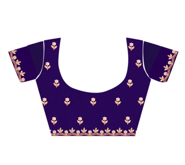 Mint_Embroidered_Saree_With_Purple_Blouse_For_Women