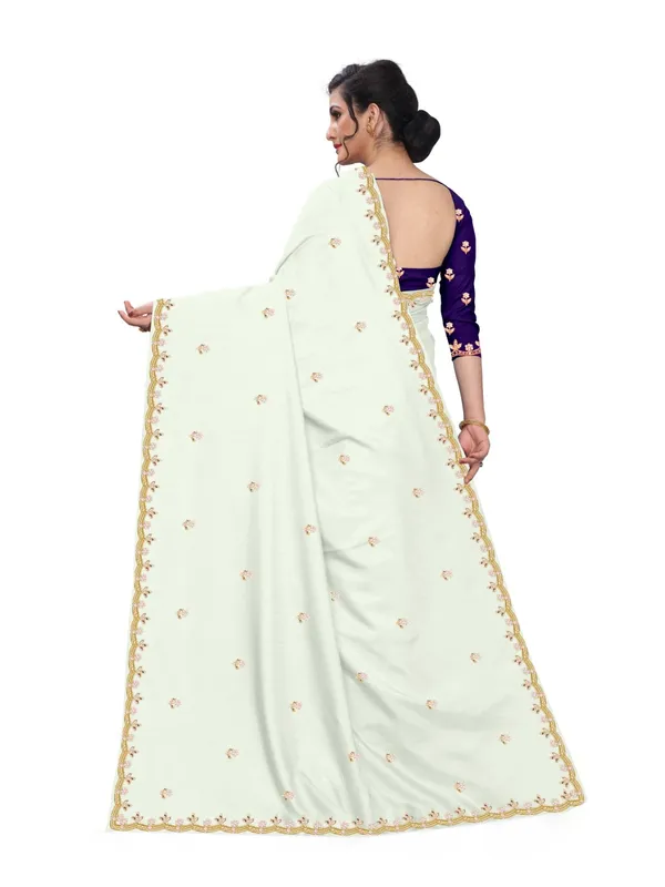 Mint_Embroidered_Saree_With_Purple_Blouse_For_Women