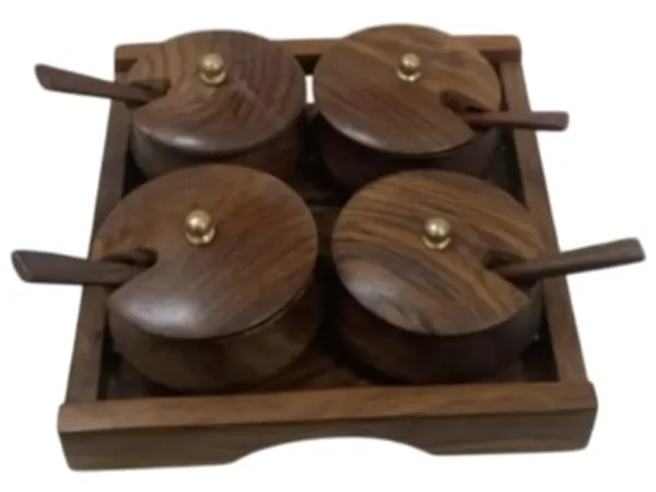 Wooden_Mukhwas_Box,_Mukhwas_Container_Set,_Multipurpose_Refreshment_Tray,_Supari_Saunf_Masala_Storage_Jars,_Serving_Box,_Kitchen_Counter_Organizer,_Antique_Home_Decor,_Set_of_4