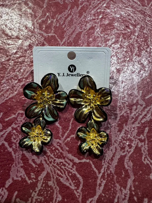 Multicolour_Dark_Floral_Anti_Tarnish_Drop_Earrings_For_Women_-_Pack_of_2