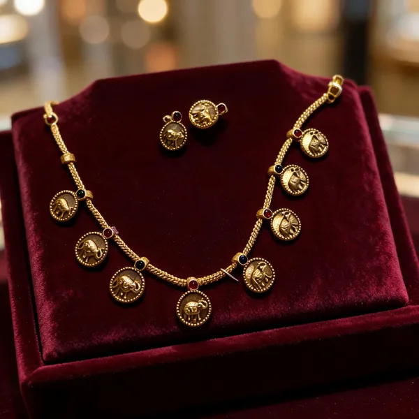 Gold-Tone_Stainless_Steel_Coin_Motif_Necklace_Set_For_Women