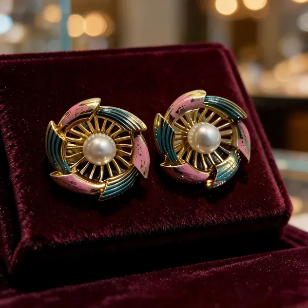 Multicolour_Anti_Tarnish_Floral_Pearl_Stud_Earrings_For_Women_-_Pack_of_2