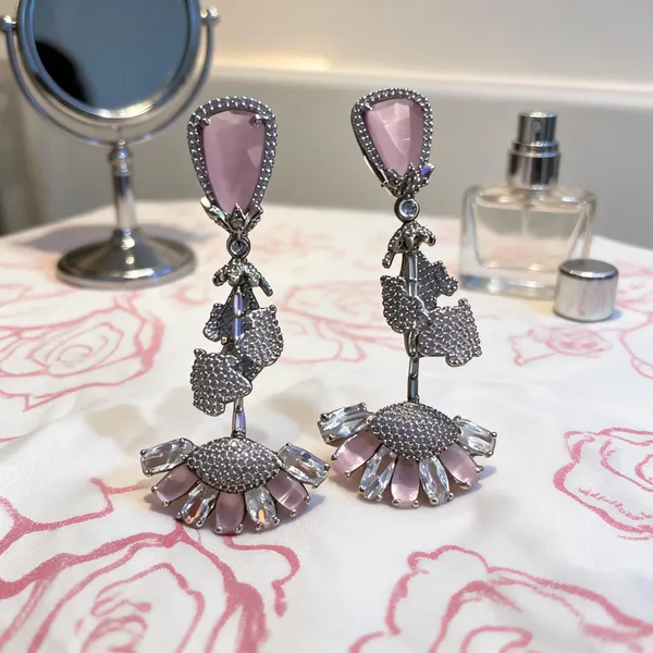 Silver_Pink_Stone_Stainless_Steel_Floral_Drop_Earrings_For_Women