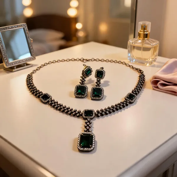 Green_Stone_Stainless_Steel_Statement_Necklace_Set_For_Women