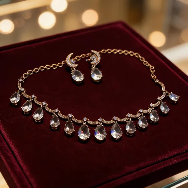 Gold-Tone_Stainless_Steel_Teardrop_Stone_Necklace_Set_For_Women