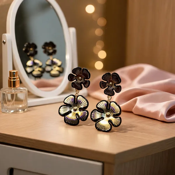 Black_Gold_Anti_Tarnish_Floral_Drop_Earrings_For_Women_-_Pack_of_2