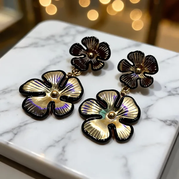 Black_Gold_Anti_Tarnish_Floral_Drop_Earrings_For_Women_-_Pack_of_2