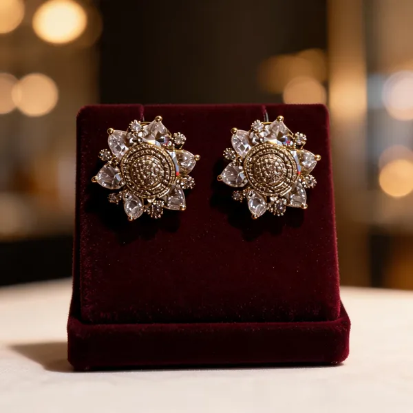 Antique_Stainless_Steel_Floral_Stud_Earrings_For_Women