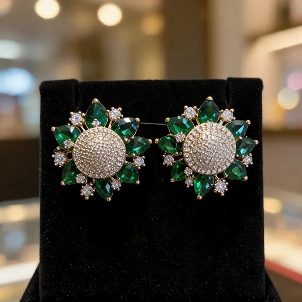 Green_Stainless_Steel_Crystal_Stud_Earrings_For_Women