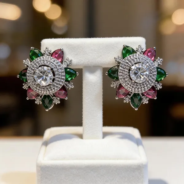 Multicolour_Stainless_Steel_Embellished_Stud_Earrings_For_Women
