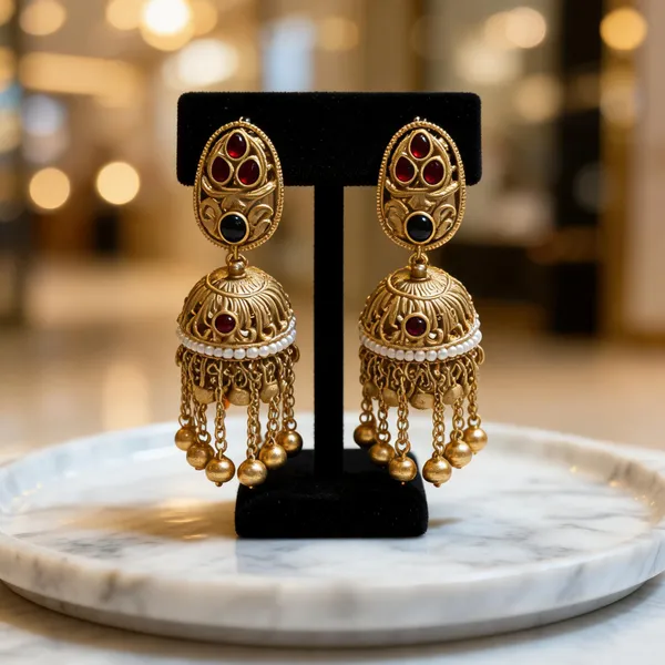 Gold_Stainless_Steel_Stone_Studded_Jhumka_Earrings_For_Women