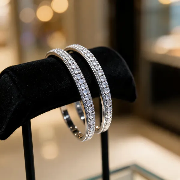 Silver_Stainless_Steel_Rhinestone_Bangle_Set_For_Women