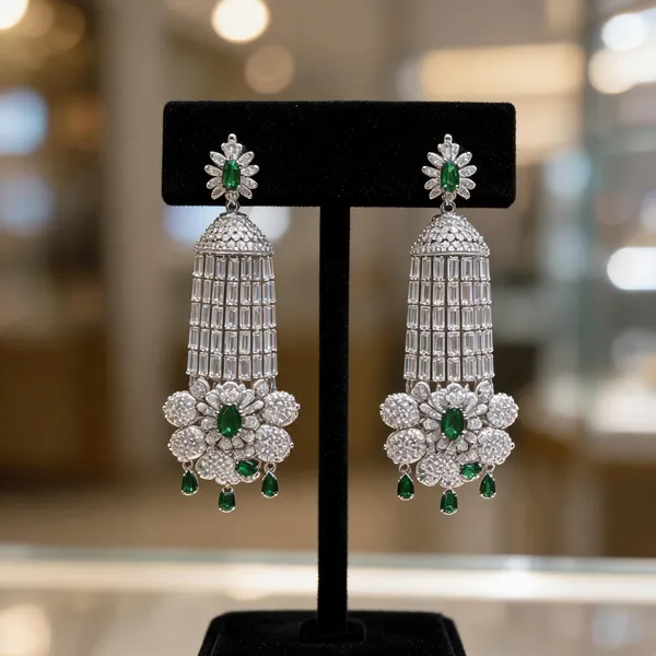 Silver_Green_Stainless_Steel_Stone_Drop_Earrings_For_Women
