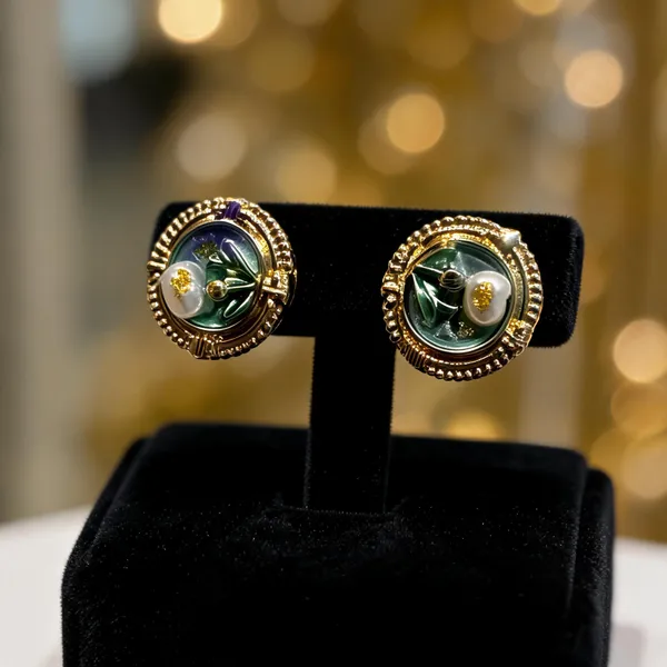 Gold_Green_Anti_Tarnish_Circular_Stud_Earrings_For_Women_-_Pack_of_2