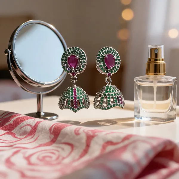 Green_Stainless_Steel_Stone_Embellished_Jhumka_Earrings_For_Women