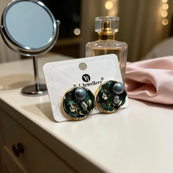 Green_Anti_Tarnish_Round_Stud_Earrings_For_Women_-_Pack_of_2