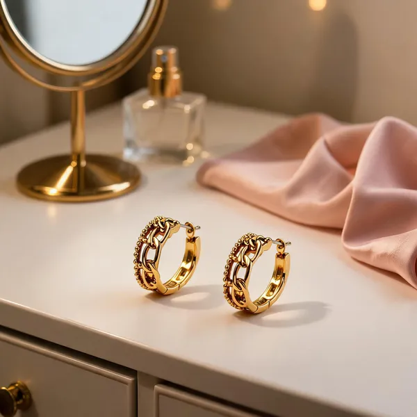 Gold_Tone_Anti_Tarnish_Chain_Design_Hoop_Earrings_For_Women_-_Pack_of_2