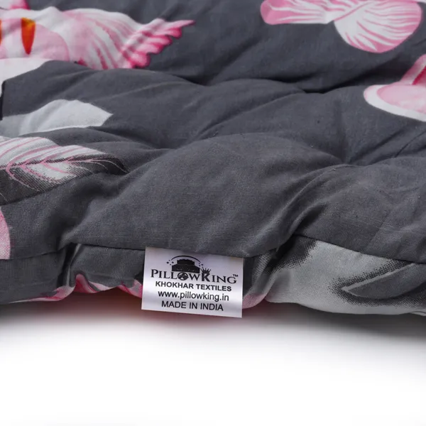 Grey_Cotton_Floral_Print_Quilted_Floor_Mattress_Bedroom