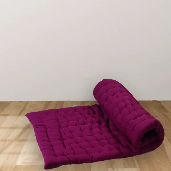 Pink_Cotton_Checked_Quilted_Floor_Mattress_With_Bolster_Bedroom