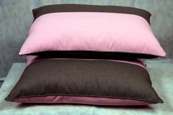 Pink__And__Brown_Fiber_Reversible_Solid_Cushion_Set_Bedroom_Set_Of_2