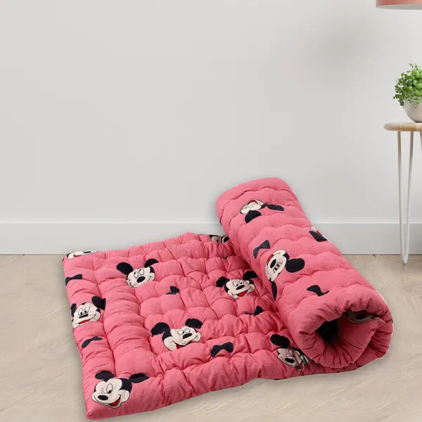 Pink_Cotton_Mickey_Mouse_Print_Quilted_Floor_Mattress_Bedroom