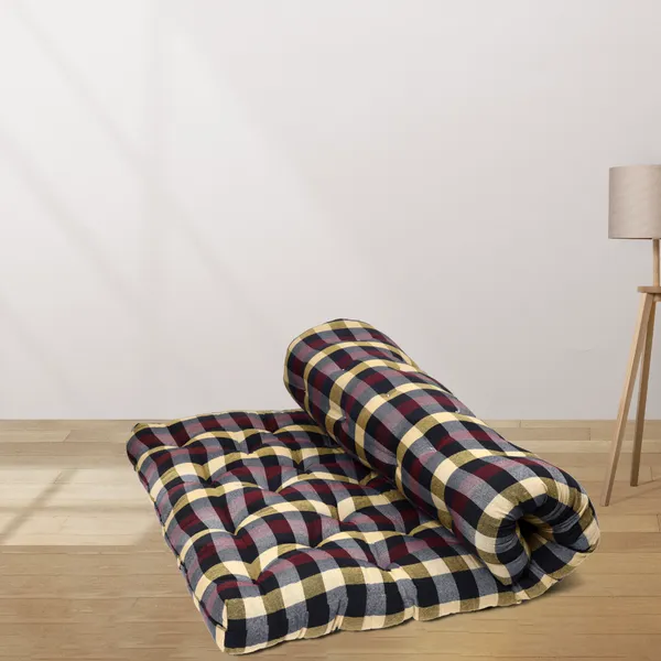 Multicolor_Cotton_Quilted_Checkered_Floor_Mattress_Bedroom