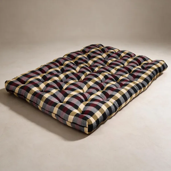 Multicolor_Cotton_Quilted_Checkered_Floor_Mattress_Bedroom