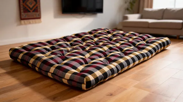 Multicolor_Cotton_Quilted_Checkered_Floor_Mattress_Bedroom