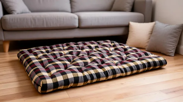 Multicolor_Cotton_Quilted_Checkered_Floor_Mattress_Bedroom