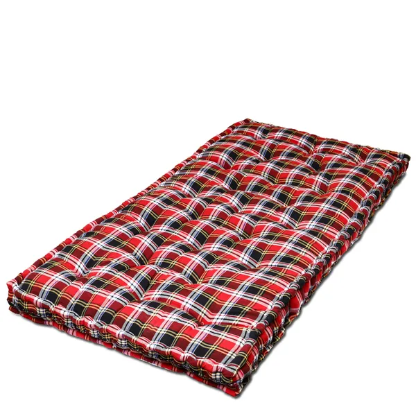 Red_Cotton_Quilted_Red_Plaid_Floor_Mattress_Bedroom