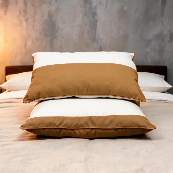 White__And__Brown_Fiber_Color_Block_Rectangular_Cushion_Set_Bedroom_Set_Of_2