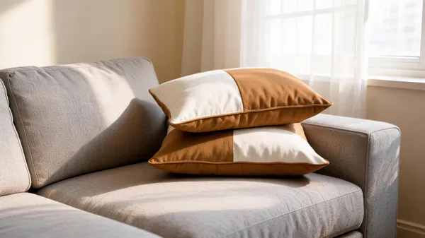 White__And__Brown_Fiber_Color_Block_Rectangular_Cushion_Set_Bedroom_Set_Of_2