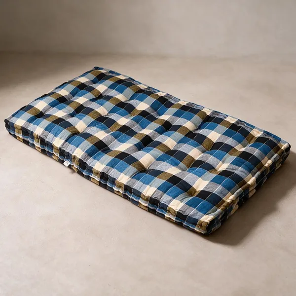 Blue_Cotton_Blue_Black_Checkered_Quilted_Mattress_Bedroom