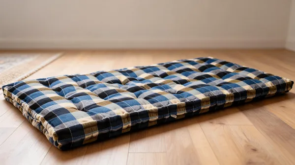 Blue_Cotton_Blue_Black_Checkered_Quilted_Mattress_Bedroom