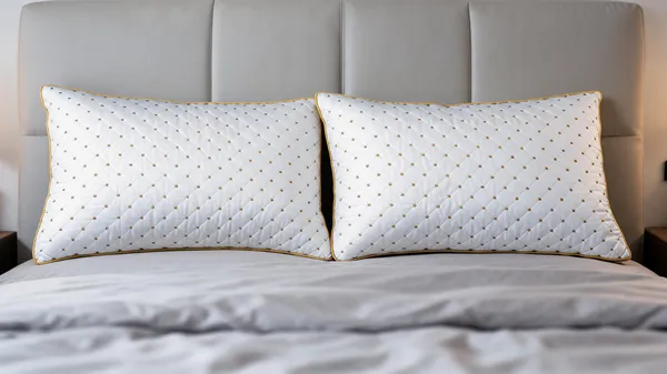 White_Fiber_Quilted_Diamond_Pattern_Pillow_Bedroom_Set_Of_2