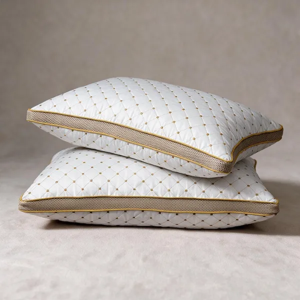 White_Fiber_Quilted_Diamond_Pattern_Pillow_Bedroom_Set_Of_2