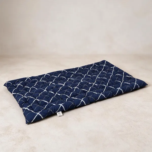 Navy_Blue_Cotton_Solid_Quilted_Floor_Mattress_Bedroom