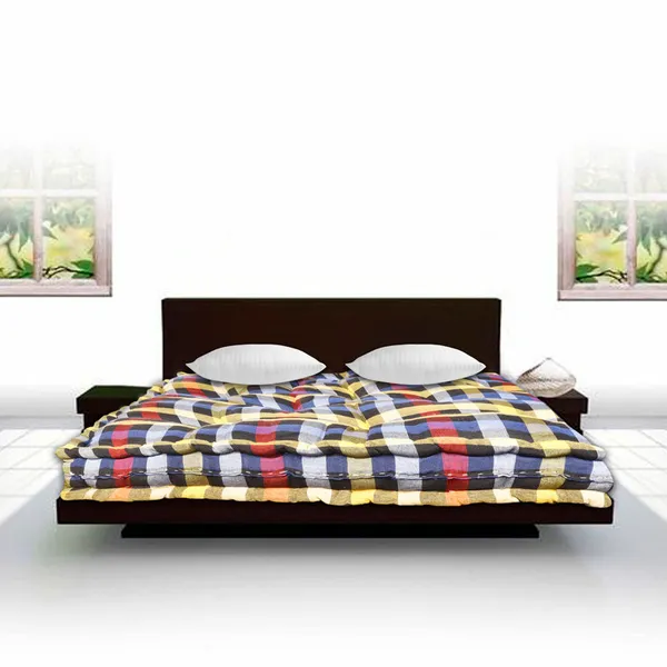 Multicolor_Cotton_Quilted_Checkered_Floor_Mattress_Bedroom