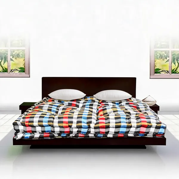 Multicolor_Cotton_Checked_Pattern_Quilted_Double_Bed_Comforter_Bedroom