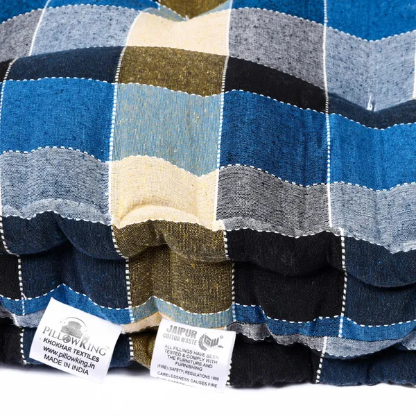 Blue_Cotton_Blue_Black_Checkered_Quilted_Mattress_Bedroom